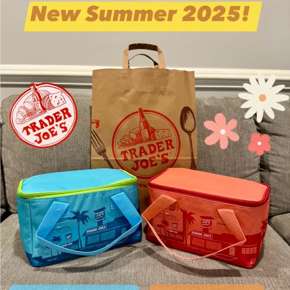 Trader Joe’s Mini Insulated Lunch Bags Peach and Blue